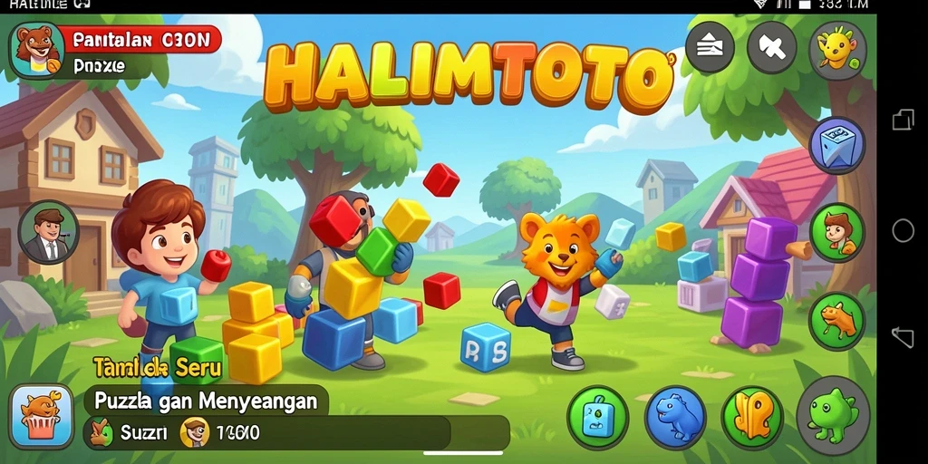 Tampilan gameplay menarik dari HALIMTOTO yang penuh warna dan menantang.