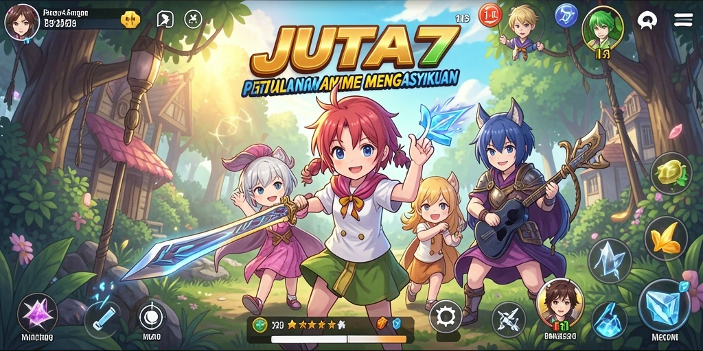 Tampilan menarik dari gameplay JUTA7 dengan karakter Anime.