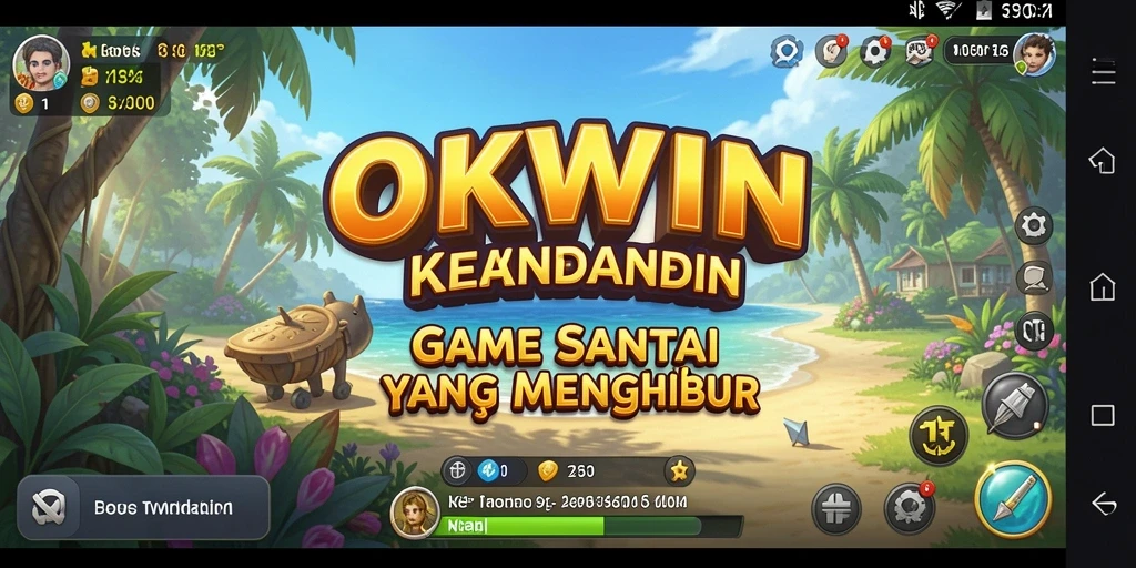 Tampilan gameplay OKWIN yang ceria dan penuh tantangan.