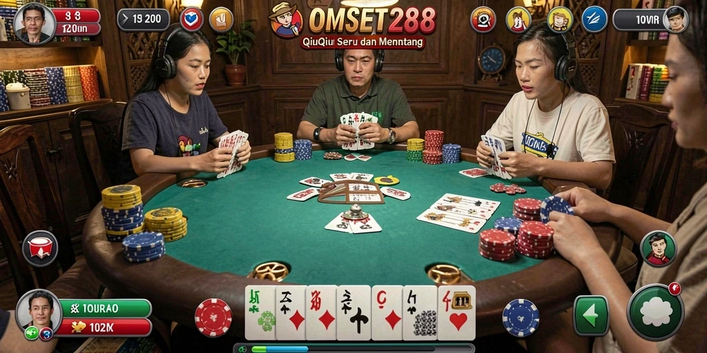 Tampilan utama OMSET288 menampilkan gameplay QiuQiu yang seru.