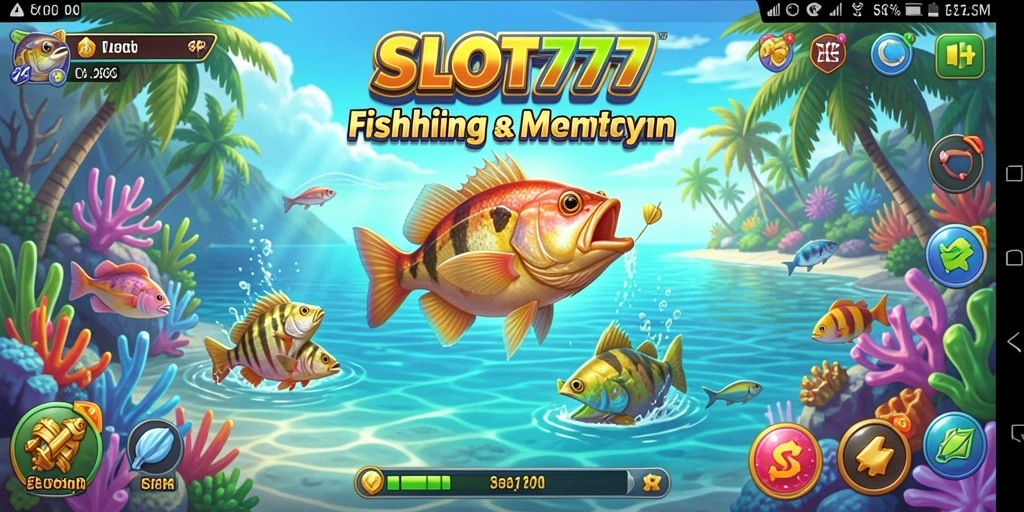 Tampilan gameplay SLOT777 yang menampilkan aksi memancing yang seru.