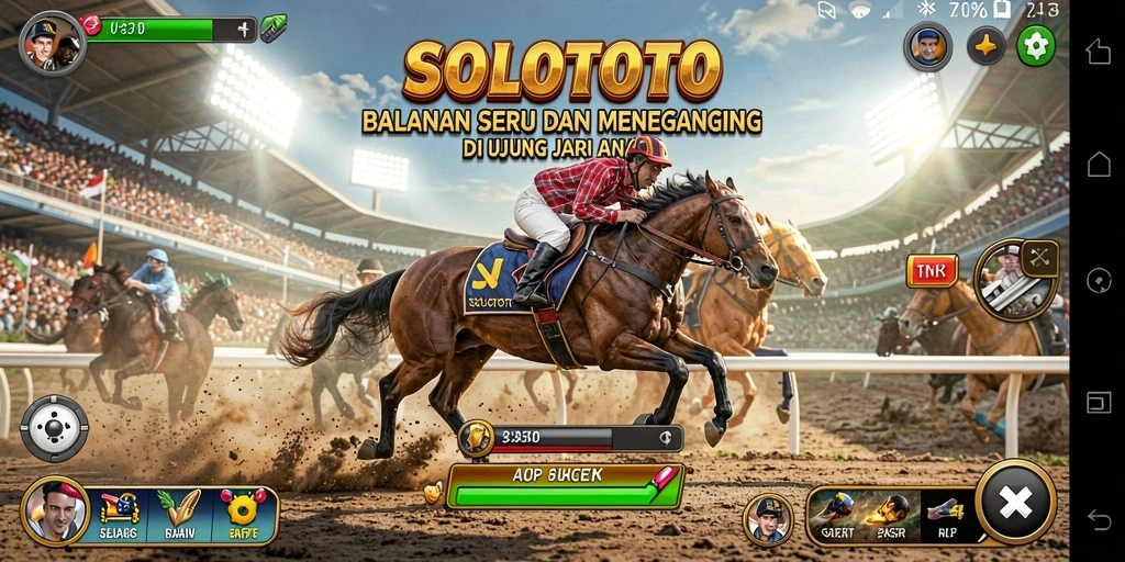 Tangkapan layar gameplay SOLOTOTO yang menegangkan di lintasan balap.