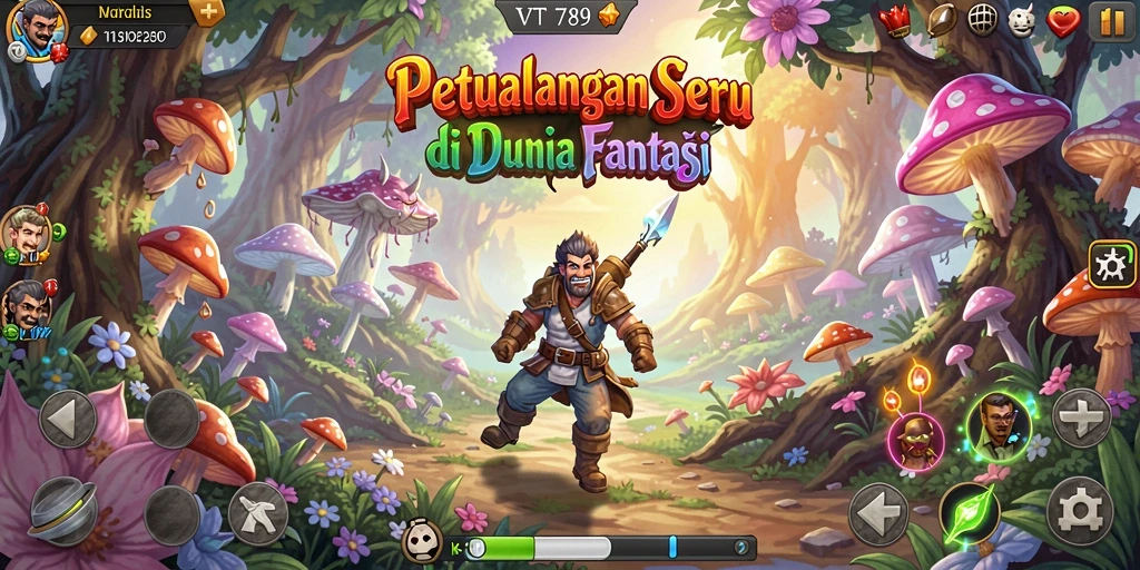 Tangkapan layar VT789 menunjukkan karakter utama dalam misi petualangan.